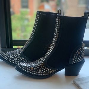 Silver Studded Chelsea Booties 